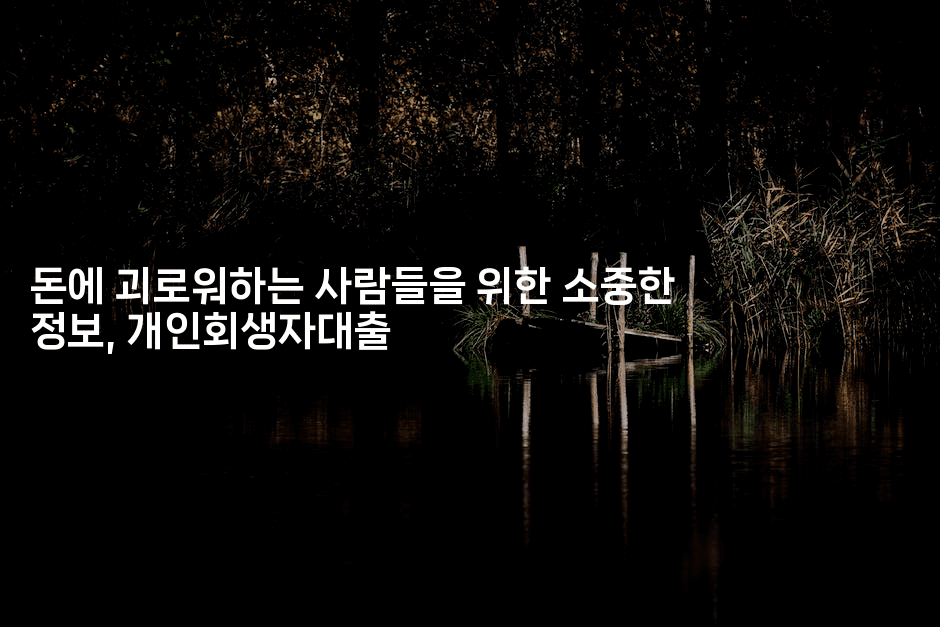 돈에 괴로워하는 사람들을 위한 소중한 정보, 개인회생자대출-코코타이